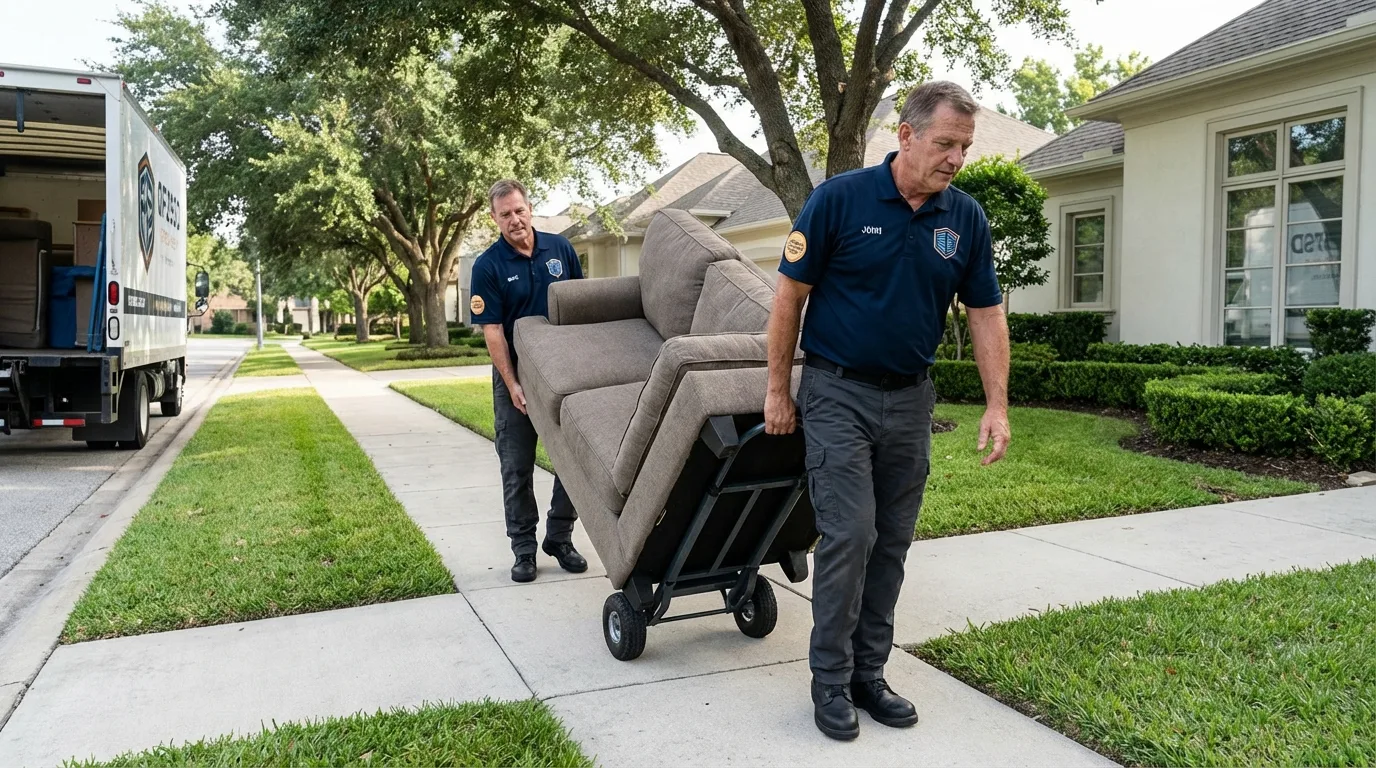 Local residential moving crew loading furniture in New Philadelphia, PA