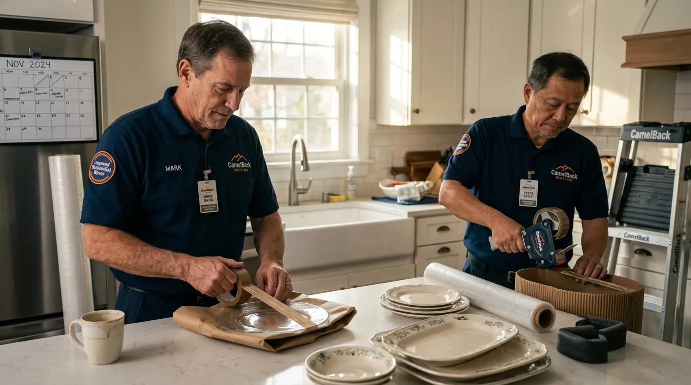 Professional crew packing kitchen dishware in New Philadelphia, PA