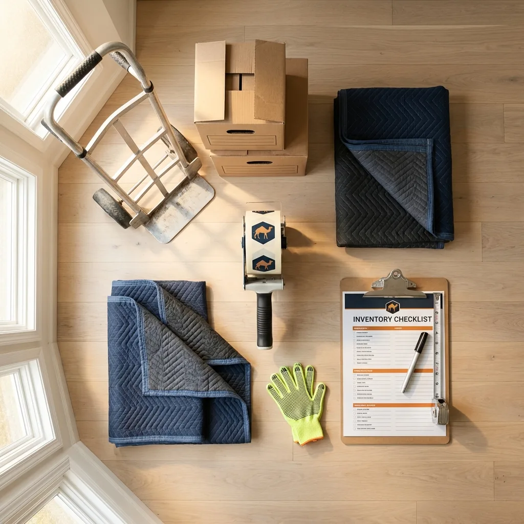 Professional moving supplies and packing materials layout for New Philadelphia residential relocations